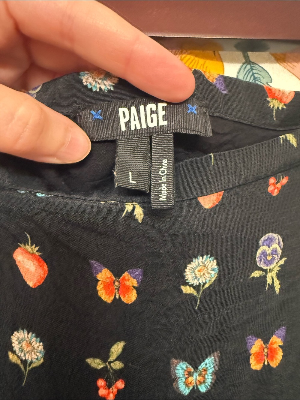 PAIGE Black Midi Skirt with Floral, Strawberry & Butterfly Print - Picture 6 of 9